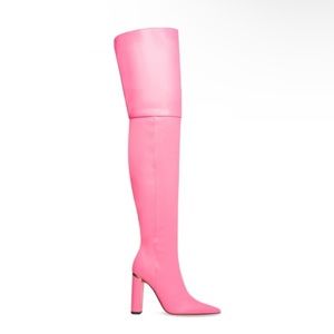 Thigh high pink boots